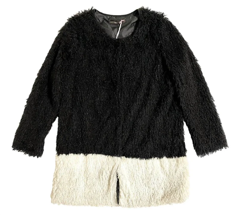 Women's Travel Garments Women's Faux Fur Two Tone Jacket In Multicolor