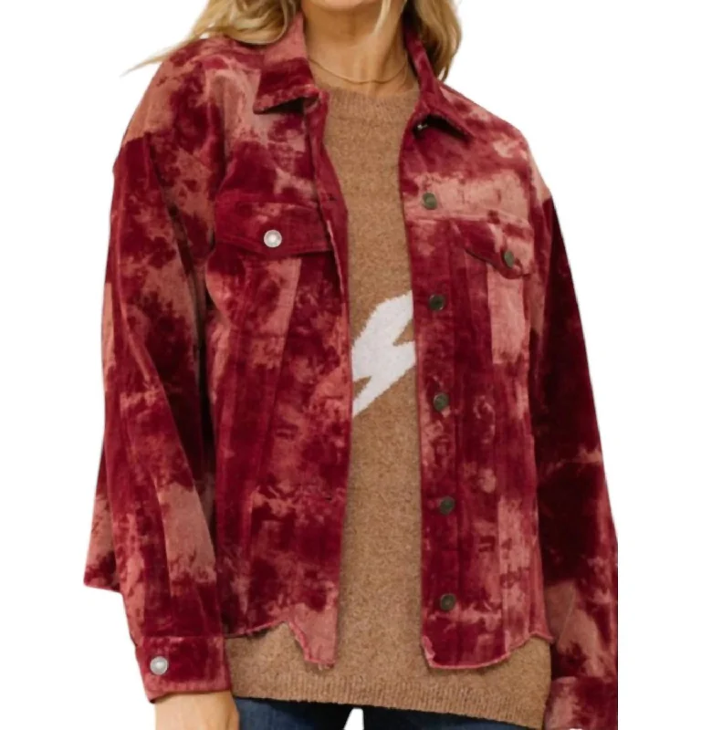 Women's Professional Attire Mineral Ripple Shacket In Red