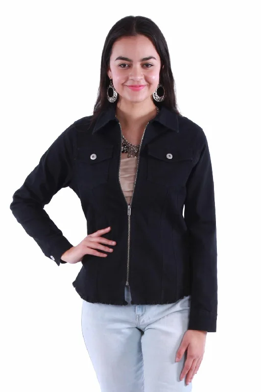 Women's Formal Event Attire Scully Womens Stretch Denim Black Cotton Blend Cotton Jacket