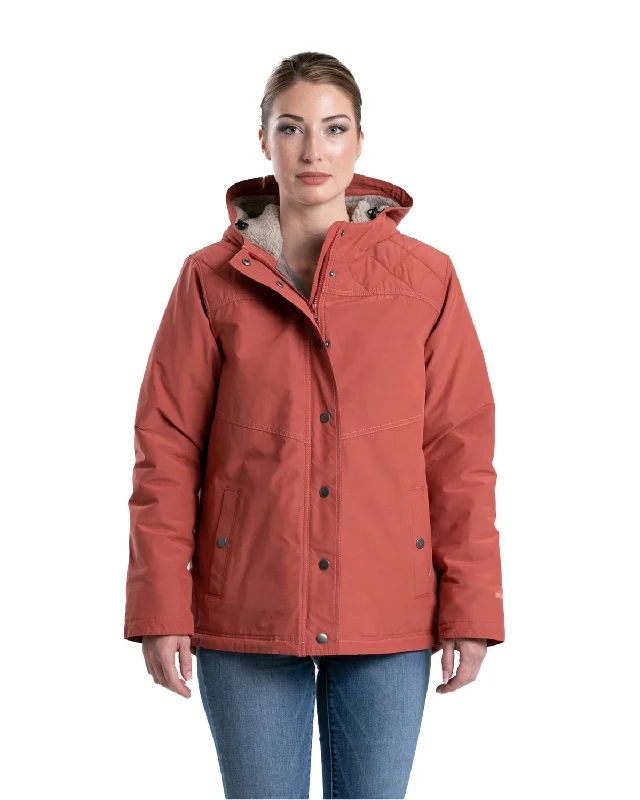 Women's Plus-Size Garments Berne Womens Softstone Micro-Duck Hooded Marsala Cotton Blend Coat