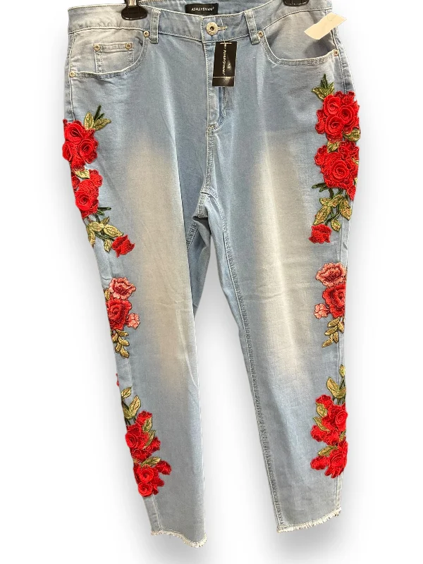 Floral Print Jeans Skinny Ashley Stewart, Size 14