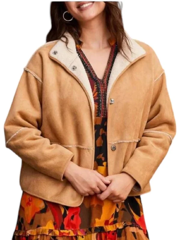 Women's Holiday Attire Snap-Up Reversible Coat In Brown