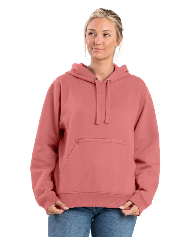 Women's Work Apparel Berne Womens Heritage Zippered Pocket Pink Plume Cotton Blend Hoodie