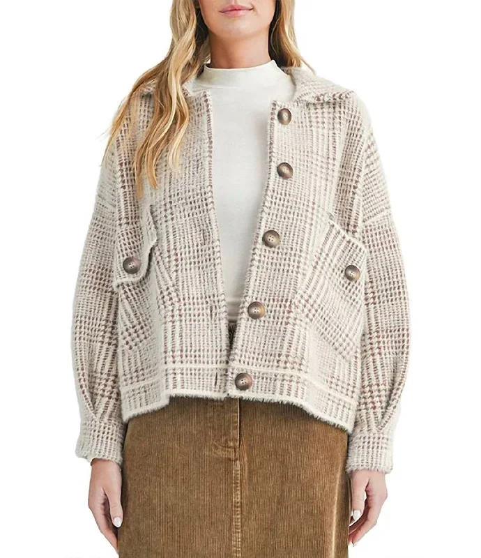 Women's Apparel Layla Plaid Jacket In Ivory/brown