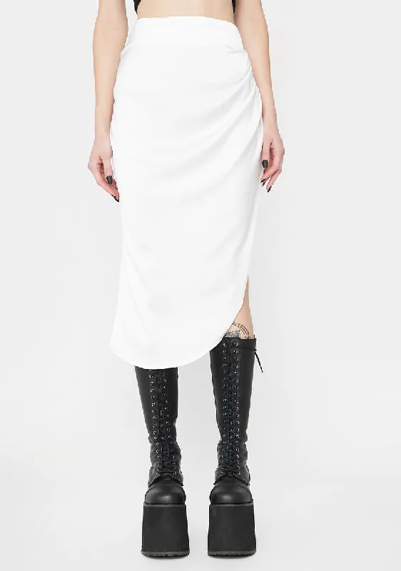 Women's Seasonal Clothing Blanc Hiding Something Ruched Midi Skirt