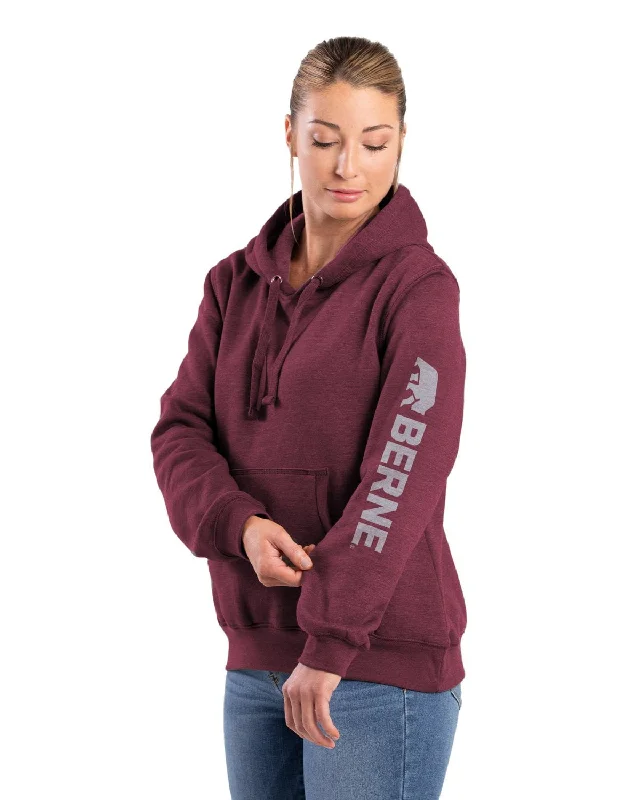 Women's Casual Apparel For Weekends Berne Womens Signature Sleeve Cabernet Fleece Hoodie