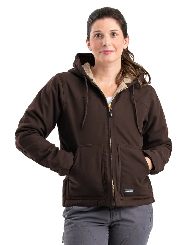 Women's Night-Out Clothes Berne Ladies Dark Brown 100% Cotton Ladies Hooded Coat Sherpa