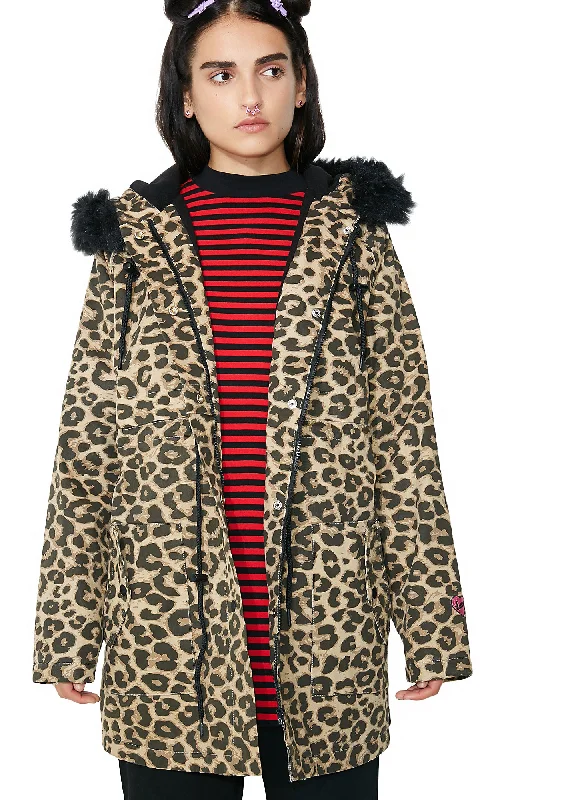 Women's Activewear Apparel Purrfect Printed Parka