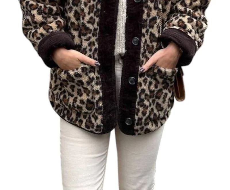 Women's Romantic Outfit Fleece Leopard Shacket In Multi