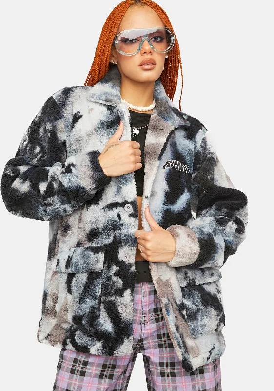 Women's Outdoor Activity Garments Warped Tie Dye Sherpa Jacket