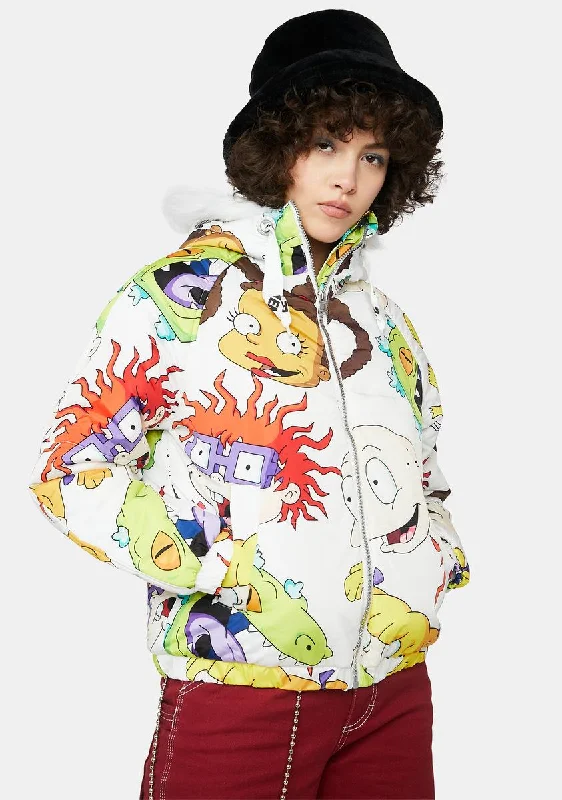 Comfortable Garments For Women X Nickelodeon White Snorkel Bomber Jacket