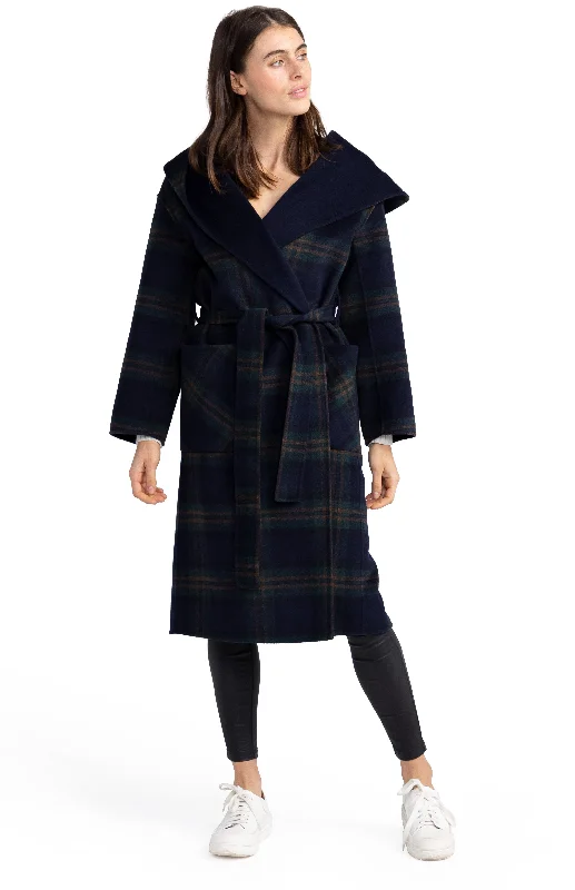 Women's Holiday Clothes Arcadia Oversided Coat with Hood - French Navy