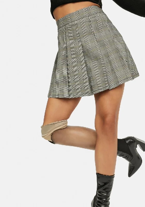 Women's Occasion Wear Clothing To The Front Plaid Mini Skirt