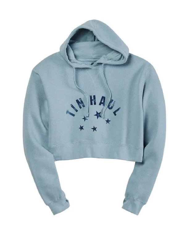 Stylish Clothes For Women Tin Haul Womens Dropped Stars Light Blue Cotton Blend Hoodie