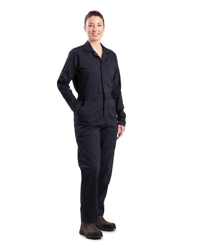 Women's Fashionable Attire For Work Berne Womens Highland Flex Unlined Navy Cotton Blend Work Coverall