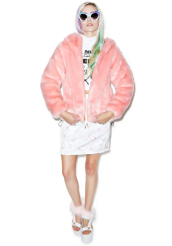 Women's Sporty Chic Clothes Candy Fur Jacket