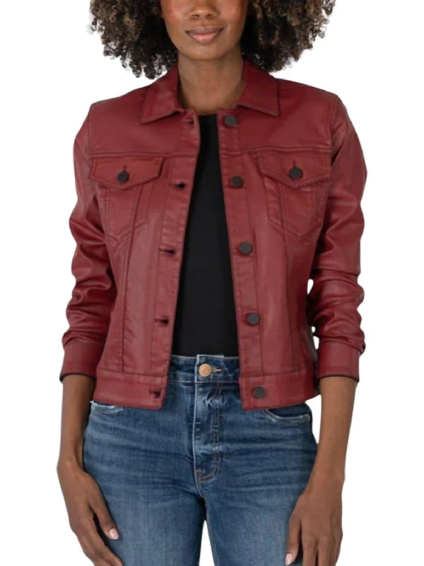 Women's Elegant Formal Outfit Julia Crop Jacket In Red