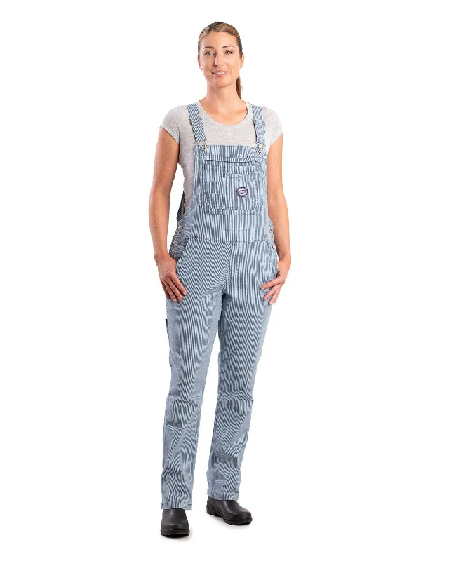 Women's Athletic Garments Berne Womens Vintage Washed Flex Hickory Stripe Cotton Blend Bib Overall