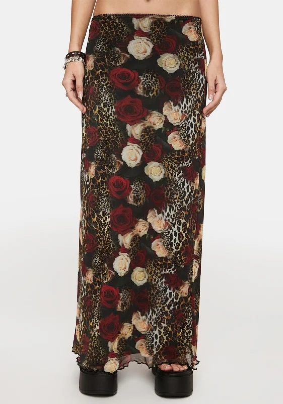 Chic Clothes For Women Dark Rose Animal Print Maxi Skirt