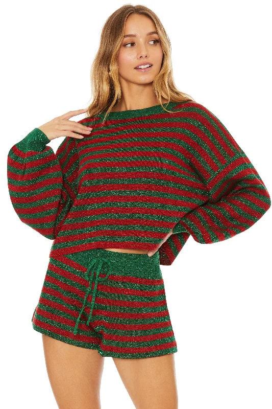 Women's Evening Attire Beach Riot Ava Sweater in Holiday Glitter Stripe