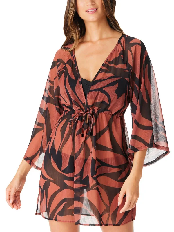 Women's Night-Out Clothes Womens Animal Print Caftan Cover-Up