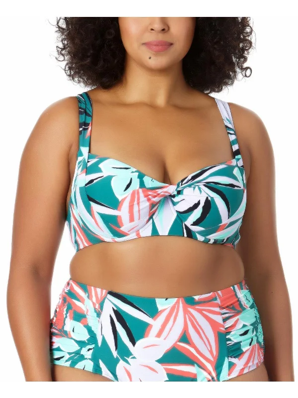 Women's Elegant Garments Plus Womens Underwire Floral Print Bikini Swim top