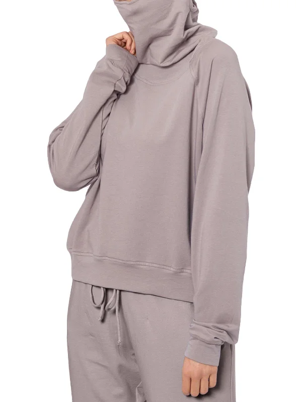 Women's Plus-Size Apparel Womens Pullover Built-In Mask Crewneck Sweater