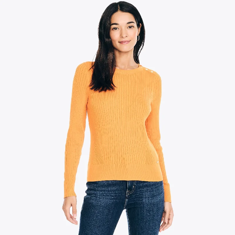 Women's Sporty Clothes Nautica Womens Sustainably Crafted Rib-Knit Crewneck Sweater