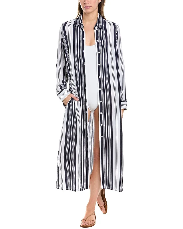 Women's Active Garments For Workouts Tommy Bahama Tan Lines Stripes Midi Duster