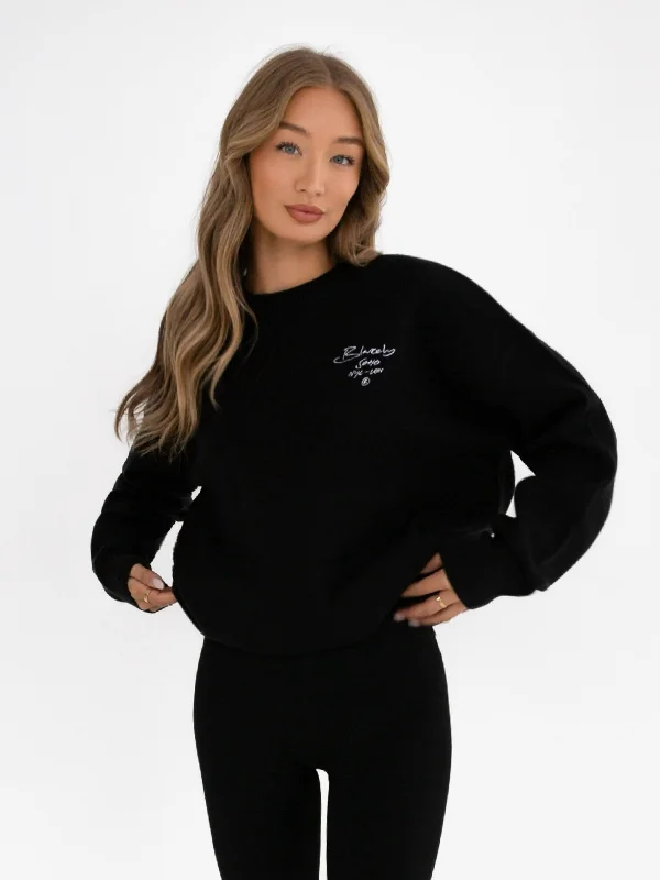 Women's Athletic Outfit Soho Script Knitted Jumper - Black