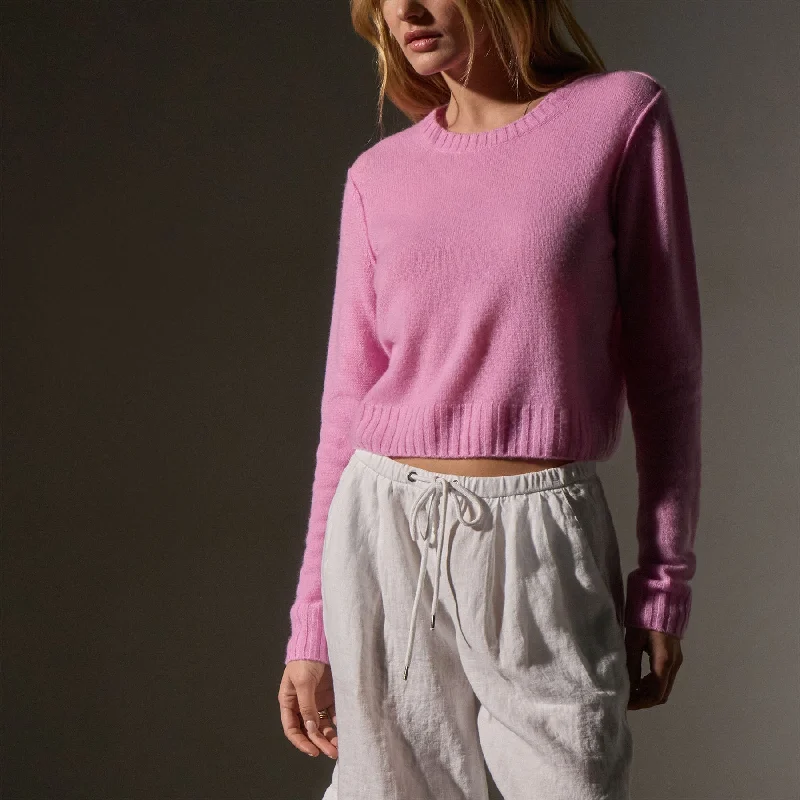 Women's Elegant Clothing Sets Soft Featherweight Cashmere Cropped Sweater - Blossom