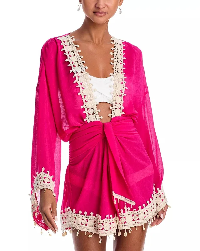 Casual Apparel For Women Jamie Embellished Coverup Mini Dress In Perfect Pink