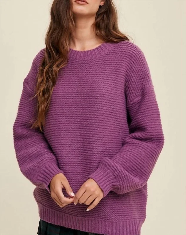 Vintage-Inspired Women's Apparel Sydney Chunky Crew Neck Sweater In Dewberry