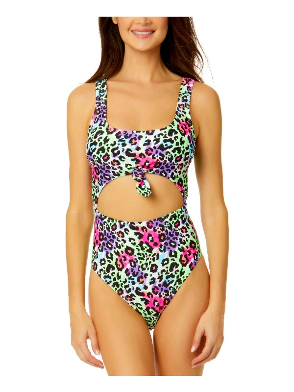 Women's Transitional Garments Womens Cut-Out Animal Print One-Piece Swimsuit