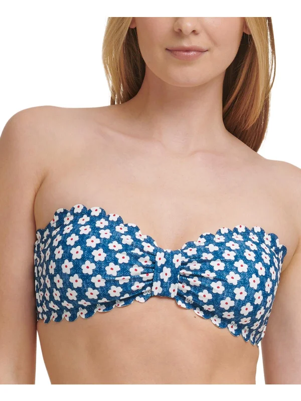 Charming Women's Holiday Apparel Womens Floral Print Bandeau Bikini Swim top