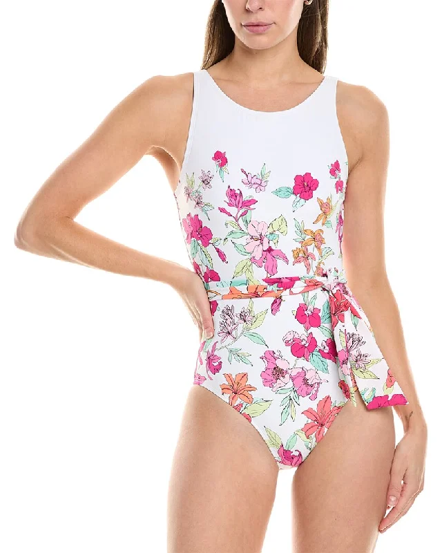 Women's Comfortable Apparel Tommy Bahama Summer Floral Belted High-Neck One-Piece