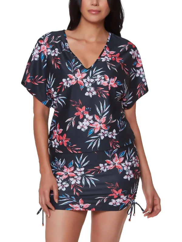 Women's High-Fashion Outfit Tropical Escape Womens Floral Print Dress Cover-Up