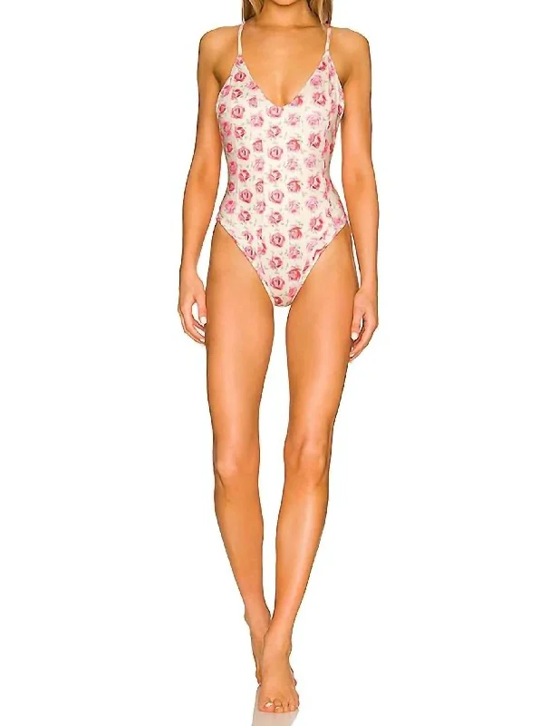 Comfortable Women's Attire Shailee One Piece Swimsuit In Floral Cherry