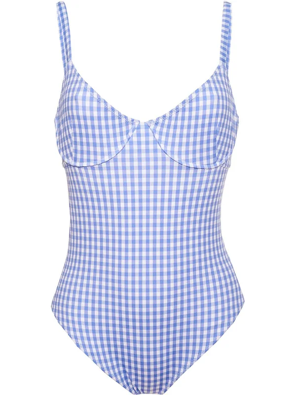 Women's Casual Apparel Mykela Womens Underwire Check Print One-Piece Swimsuit