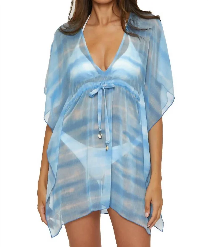 Women's Vacation Outfit Set Washed Away Tunic Cover Up In Ice Blue