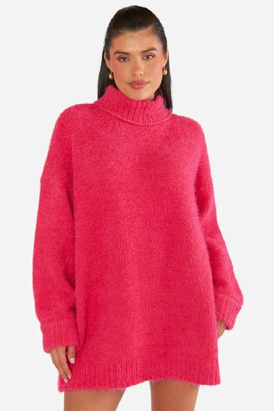 Women's Sporty Chic Clothes Show Me Your Mumu Timmy Tunic Sweater in Pink Rose Knit