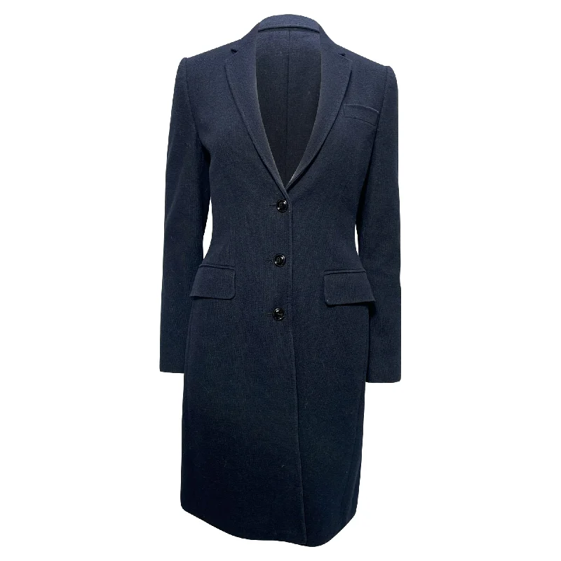 High-Fashion Women's Clothing Dolce & Gabbana Knitted Single-Breasted Coat in Navy Blue Wool