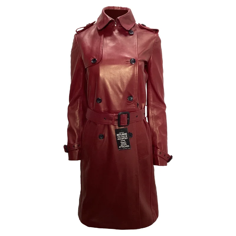 Affordable Women's Outfit Joseph Double-Breasted Coat in Red Leather