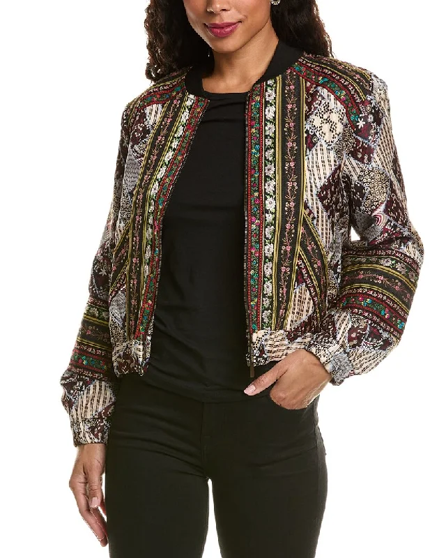 Women's Comfortable Garments ALLISON Ribbon Trim Bomber Jacket