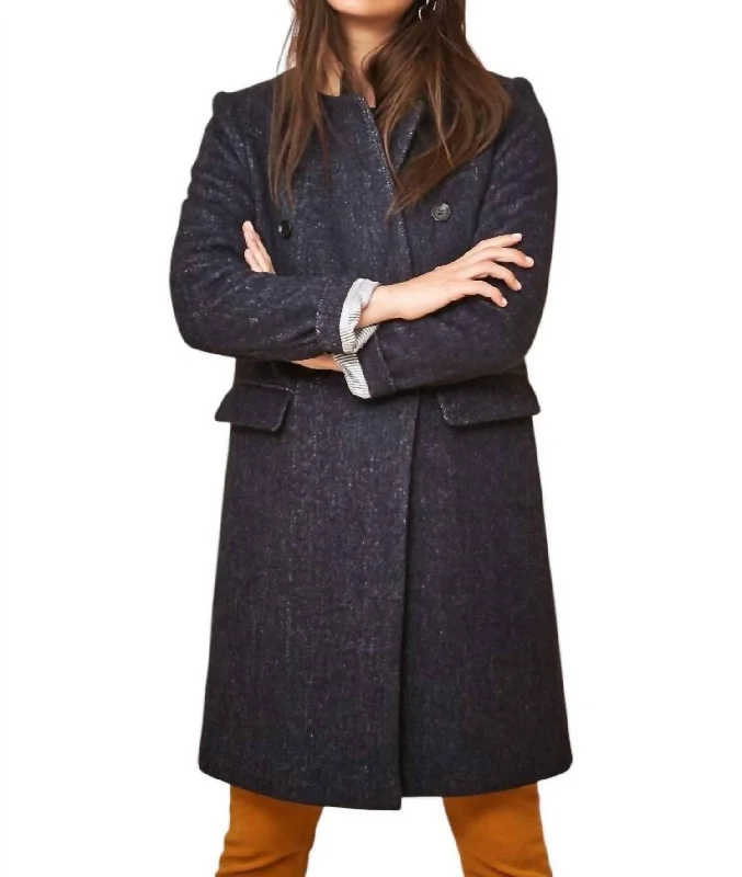 Women's Trendy Casual Outfit Blair Double Breasted Twill Mid Length Pea Coat In Blue