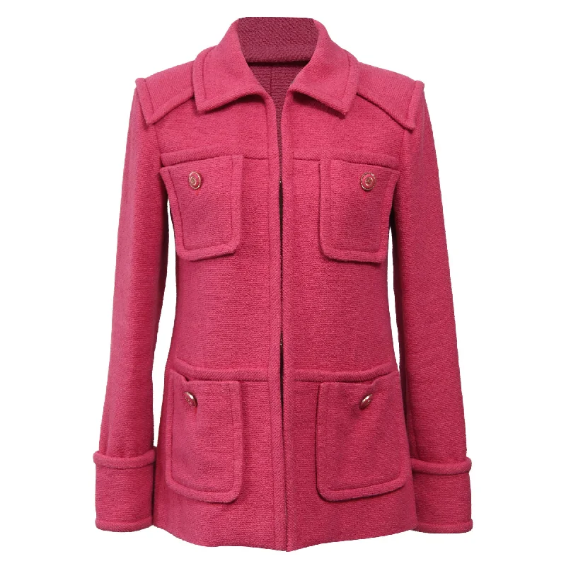 Exclusive Clothing Discounts – Upgrade Your Wardrobe For Less Chanel Four-Pocket Hook and Eye Jacket in Pink Cotton Tweed