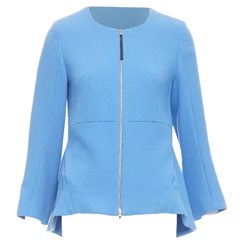 Women's Plus-Size Garments Marni Virgin Wool Zip Front Peplum Crew Neck Coat