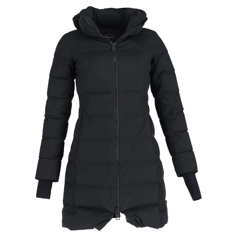 Women's Casual Apparel For Weekends Herno Zipped Hooded Down Jacket in Black Polyester