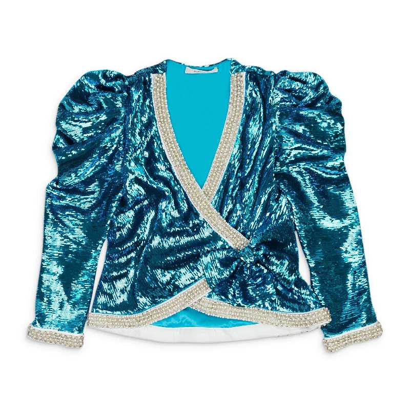 Flash Sale On Trendy Outfits – Don't Miss Out RODARTE SEQUINED TEAL WRAP JACKET