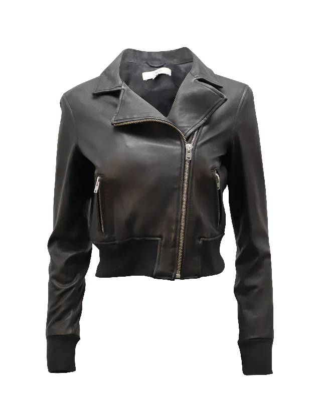 High-End Fashion, Low-End Prices – Sale Happening Now Iro Cropped Biker Jacket in Black Leather